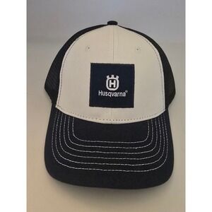 Husqvarna Trucker Hat Navy Blue White Logo Patch Adjustable Snapback Cap